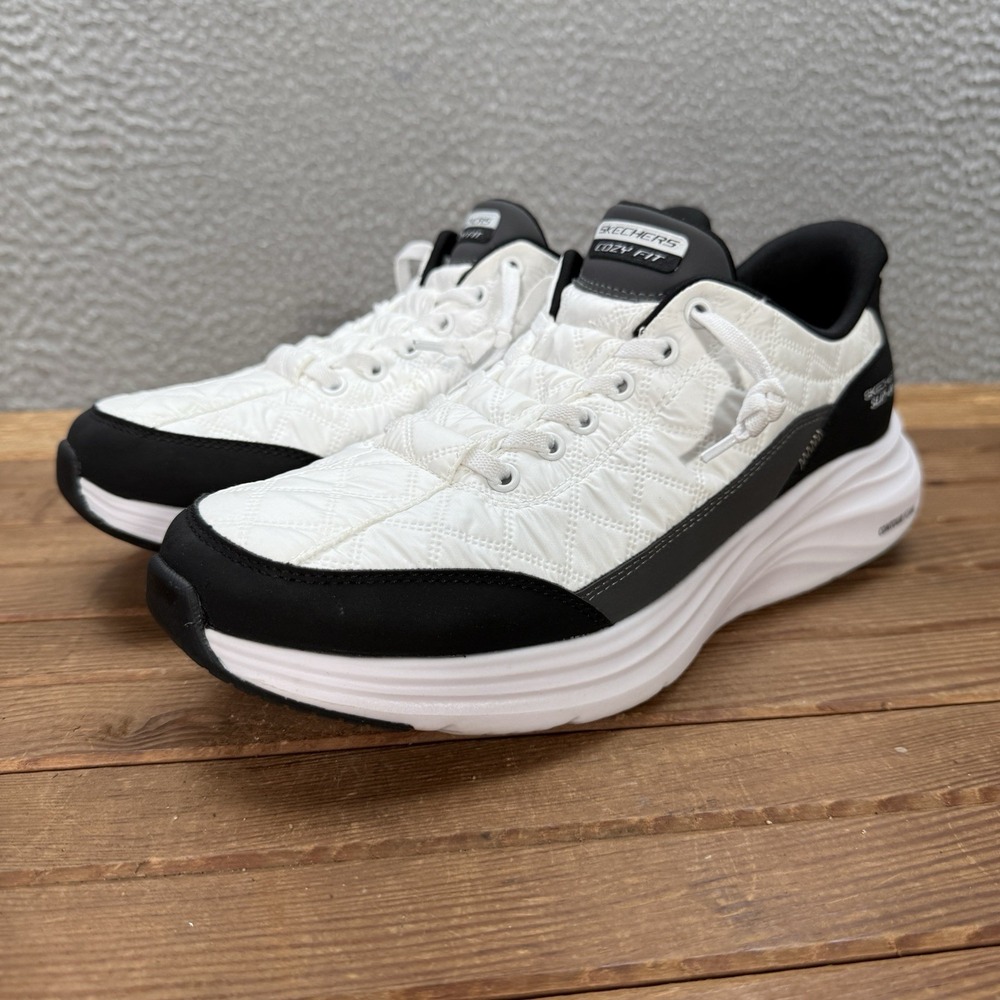 Skechers Shoes Womens 10 White Black Slip Ins Contour Foam Cozy Fit Sneakers - Picture 2 of 9